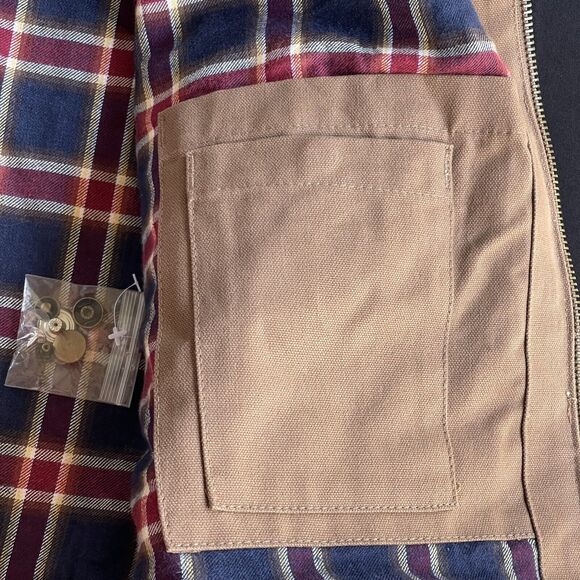 Burks Bay Mens Jacket Extra Large XL Brown Full Zip NRA Plaid Lined Workwear - Picture 6 of 14